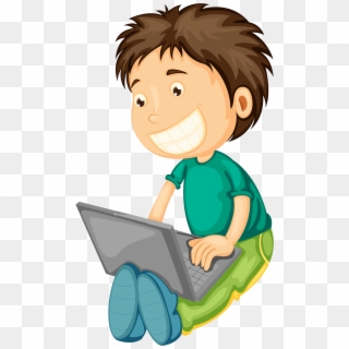 Boy And Girl With Laptop Clipart - Png Download