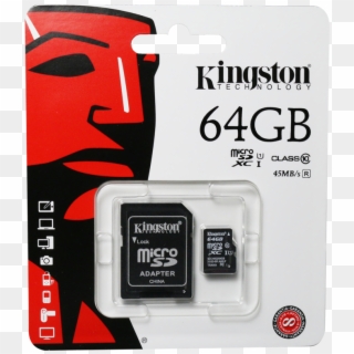 Kingston 64gb Micro Sd Card And Adapter Class - Micro Sd 4 Gb Kingston Clipart
