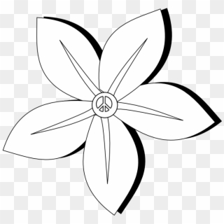 Peace Symbol Peace Sign Flower 35 Black White Line - Flower Black White Vector Clipart