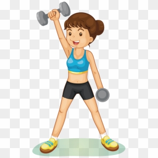 Physical Exercise Fitness Centre Weight Training Clip - Cartoon Girl Lifting Weights - Png Download