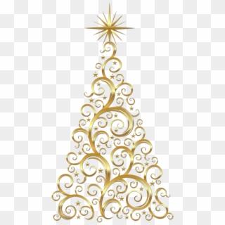 Gold Scroll Christmas Tree - Gold Christmas Tree Clipart - Png Download