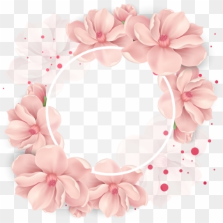 Flower Cherry Wreath Decoration Vector Wedding Clipart - Круглая Рамка Цветы Png Transparent Png
