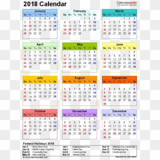 2018 Calendar Transparent File - Free Printable 2019 Calendar Uk Clipart