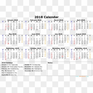 Calendar 2018 Png Template - Cw Calendar Week 2018 Clipart