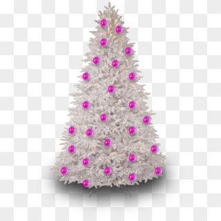 Free Icons Png - White Christmas Tree With Pink Ornaments Clipart