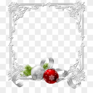Large Christmas Transparent White Photo Frame With - Christmas Ornaments Png Transparent Clipart