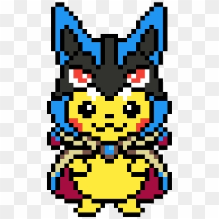 Pikachu Wearing Mega Lucario Hoodie - Lucario Pixel Art Minecraft Clipart