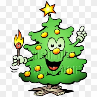Christmas Tree Lights Matches Mascot Logo - Christmas Tree Lights Cartoon Clipart - Png Download