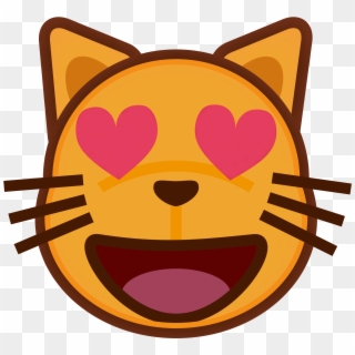 Filepeo Smiling Cat Face With Heart Shaped Eyes - Cat Love Emoji Png Clipart