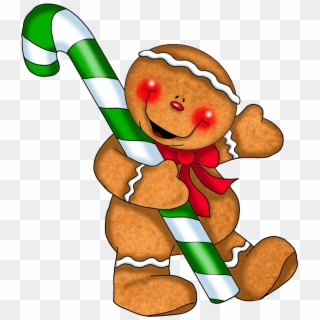 Christmas Gingerbread Man Clipart At Getdrawings - Gingerbread Man With Candy Cane - Png Download