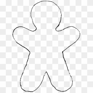 Gingerbread Man Black And White Clipart - Ginger Bread Man Cutout - Png Download