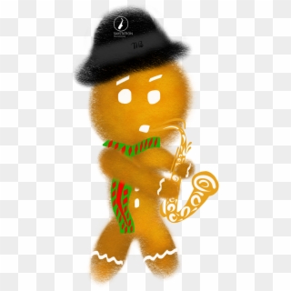 Gingerbread Man Playing Sax - Cartoon Clipart
