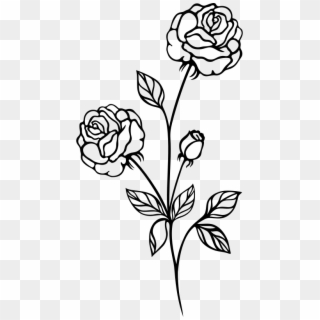 Vintage Flowers Rose - Transparent Black And White Rose Clipart - Png Download