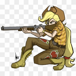 Action Pose, Applejack, Artist - Human With Gun Cartoon Clipart