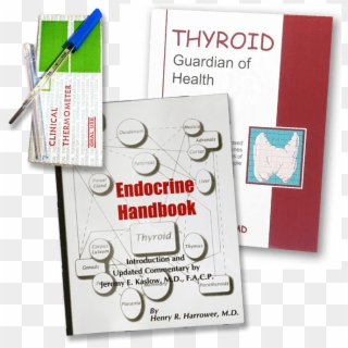 Mercury Thermometer, Endocrine Handbook, And Thyroid - Greeting Card Clipart