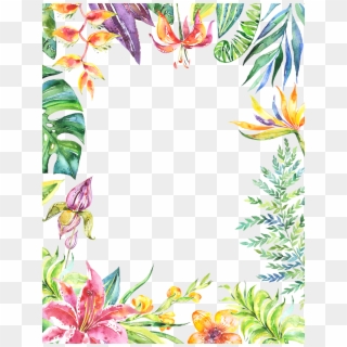 1020 X 1321 87 - Tropical Flowers Frame Png Clipart