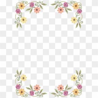 Png Black And White Library Design Border Of Wild Flowers - Front Page Border Design Clipart