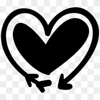 Black And White Heart And Arrow Png - Doodle Heart Clipart Transparent