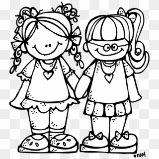 Two Friends Png Black And White - Clip Art Black And White Friends Transparent Png
