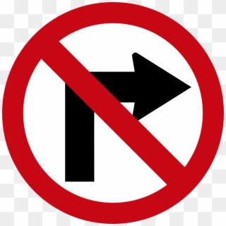 No Turn Right - No Turn Right Sign Clipart