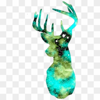Turquoise Galaxy Deer Head - Illustration Clipart