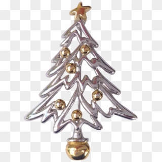 Vintage Modern Silver And Gold Tone Christmas Tree Clipart