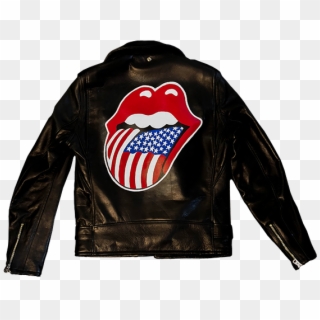 Us Flag Hand Painted Leather Schott Jacket - Leather Jacket Clipart