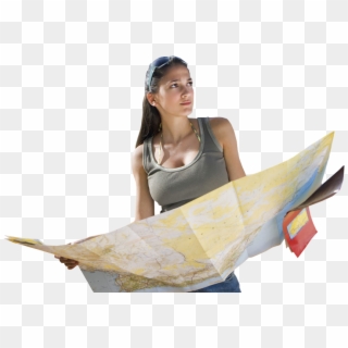 Portfolio Designshop Girl Holding Map Before Travel - Traveling Woman Png Clipart