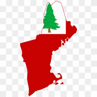 Flag Map Of New England - Connecticut Massachusetts New Hampshire Rhode Island Clipart