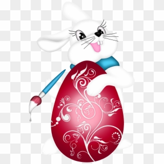 Transparent Easter Bunny And Red Egg Png Clipart Picture - Кисти Цветы