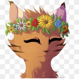 Animal Jam Flower Crown Clipart - Cat With Flower Crown Art - Png Download