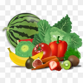 Fruits, Vegetables, Artichoke, Banana, Berries, Cabbage - Healthy Food Cartoon Transparent Clipart