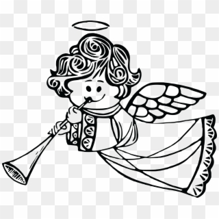 Free Clipart Of A Cute Angel - Cute Angel Clipart Black And White - Png Download