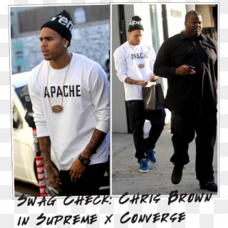 Breezy Was Seen Out In West Hollywood Shopping At Stussy - Guy With Supreme Beanie Clipart
