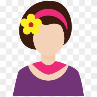 Female Avatar With Flower In Hair Clip Free Stock - Flower In Hair Clipart - Png Download