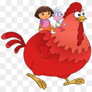Dora And Big Red Chicken Clipart