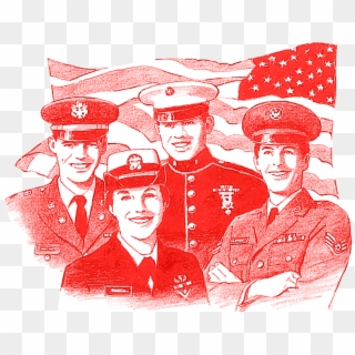 Members Of The Armed Forces Standing In Front Of A - Military Clipart