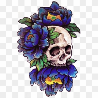 Skull Tattoo Png Pic - Skull Flower Tattoo Png Clipart