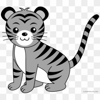 Cute Tiger Animal Free Black White Clipart Images Clipartblack - Tiger Face Easy Drawing - Png Download