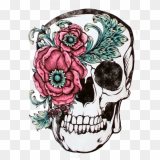 Calavera Flower Sleeve Skull Tattoo Free Clipart Hd - Tattoo Flower Skull - Png Download
