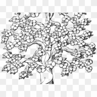 Drawn Roots Sakura Tree - Flower Tree Coloring Pages Clipart