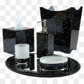 Mike & Ally Stardust Long Tissue Box Silver Trim - Black Diamond Bathroom Accessories Clipart