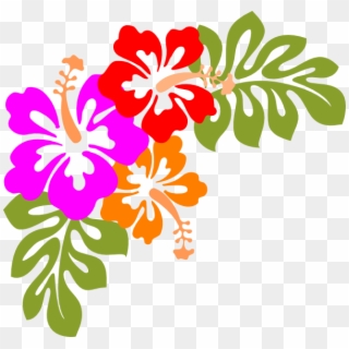 Compass Lodge Luau - Hawaiian Flowers Border Clip Art - Png Download