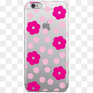 Pink Flower And Polka Dot Pattern Iphone Case - Mobile Phone Case Clipart