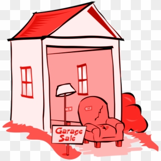 House With Garage Sale Sign In Front Clipart
