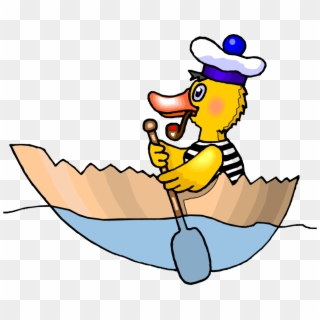Cartoon Rowing Boat Clip Art - Duck In A Boat Cartoon - Png Download