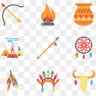 Color American Indigenous Elements - Native American Icons Clipart