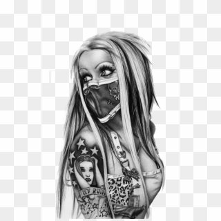 School Old Black And Gray Chicano Life Thug Clipart - Gangsta Girl Drawings - Png Download