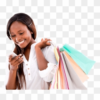 About Us - Black Lady Holding Shopping Bag Png Clipart