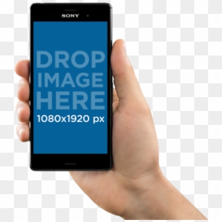 Sony Xperia Z5 Mockup In Vertical Position Over A Png - Hand Holding Iphone 7 Png Clipart
